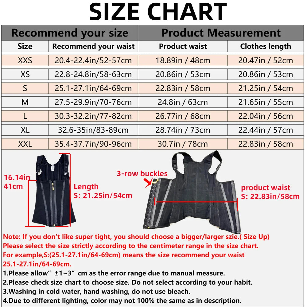 Fajas Colombianas Body Shaper Shapewear Women Vest Tops Double Compression Waist Trainer Corset Adjustable Zipper and Hook-Eyes